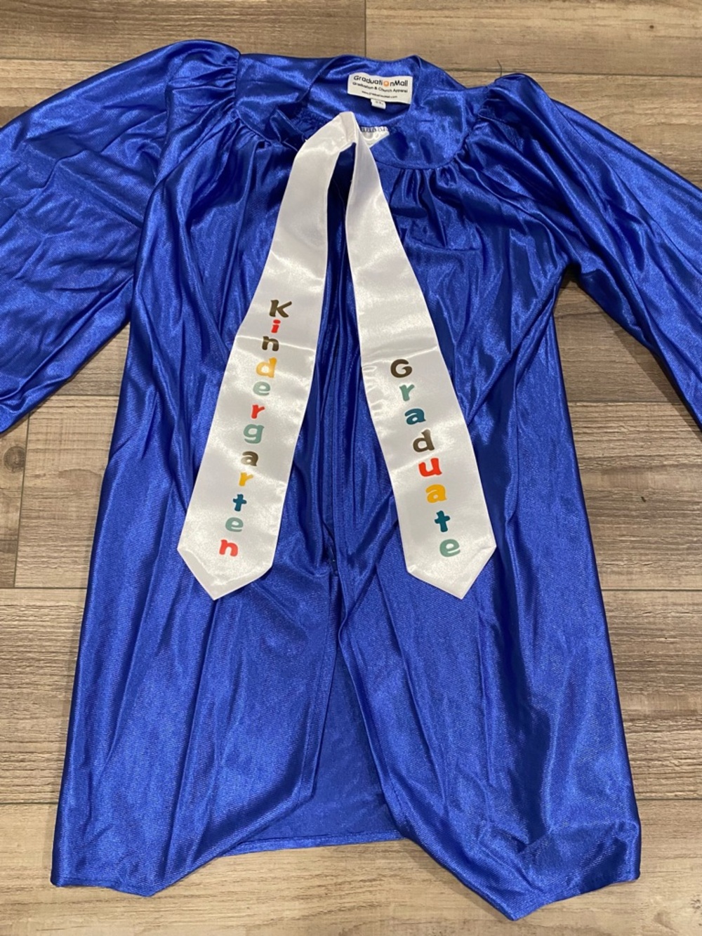 Royal Blue Kindergarten Graduate Gown with White Sash